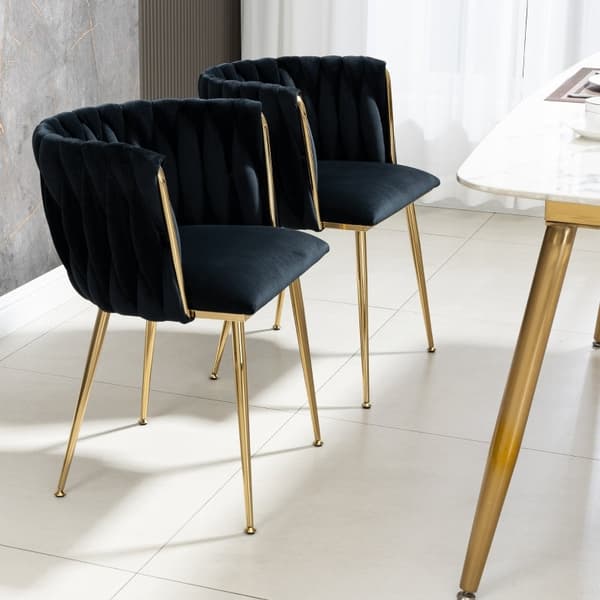 Rootz Velvet spisestuestolesæt med 2 - Polstrede stole - Polstrede siddepladser - Maksimal komfort - 54cm x 52cm x 72cm