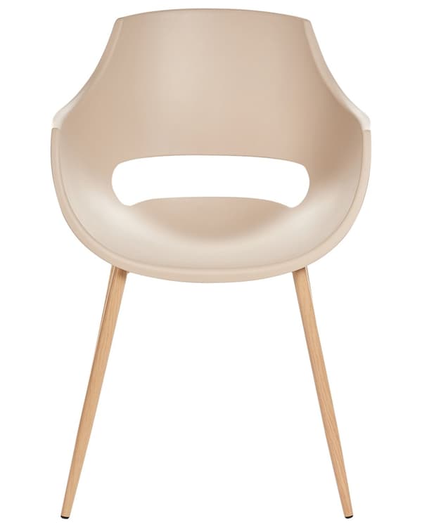Sett med 4 spisestoler Beige Syntetisk materiale Metallben Moderne og minimalistisk stil Kjøkkenstoler Spisestue