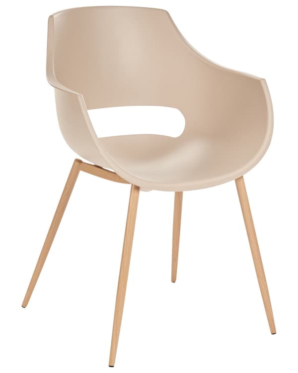 Sett med 4 spisestoler Beige Syntetisk materiale Metallben Moderne og minimalistisk stil Kjøkkenstoler Spisestue