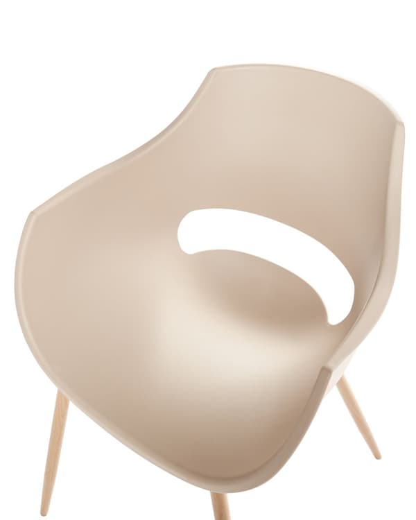 Sett med 4 spisestoler Beige Syntetisk materiale Metallben Moderne og minimalistisk stil Kjøkkenstoler Spisestue