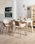 Miniatyrbilde 2 av 9: Sett med 4 spisestoler Beige Syntetisk materiale Metallben Moderne og minimalistisk stil Kjøkkenstoler Spisestue