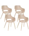 Miniatyrbilde 1 av 9: Sett med 4 spisestoler Beige Syntetisk materiale Metallben Moderne og minimalistisk stil Kjøkkenstoler Spisestue