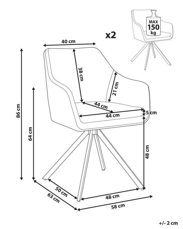 Matstolar 2-pack Beige Polyester och Konstläder Metallben för Matrum