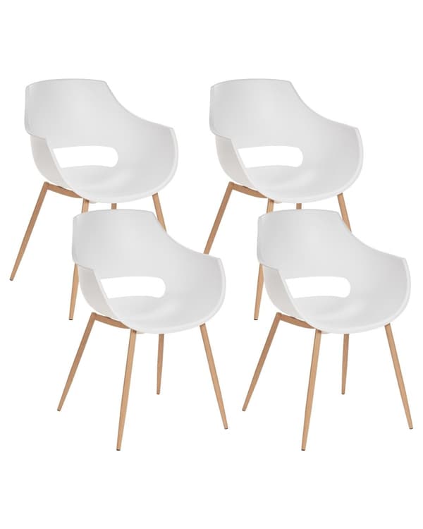 Matstolar 4-pack Vit Syntetisk Sits Metallben Moderna Enkla Minimalistiska Sittmöbler