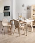 Miniatyrbild 2 av 9: Matstolar 4-pack Beige Syntetisk Sits Metallben Moderna Enkla Minimalistiska Sittmöbler