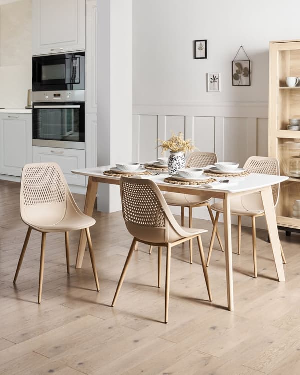 Matstolar 4-pack Beige Syntetisk Sits Metallben Moderna Enkla Minimalistiska Sittmöbler