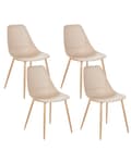 Miniatyrbild 1 av 9: Matstolar 4-pack Beige Syntetisk Sits Metallben Moderna Enkla Minimalistiska Sittmöbler