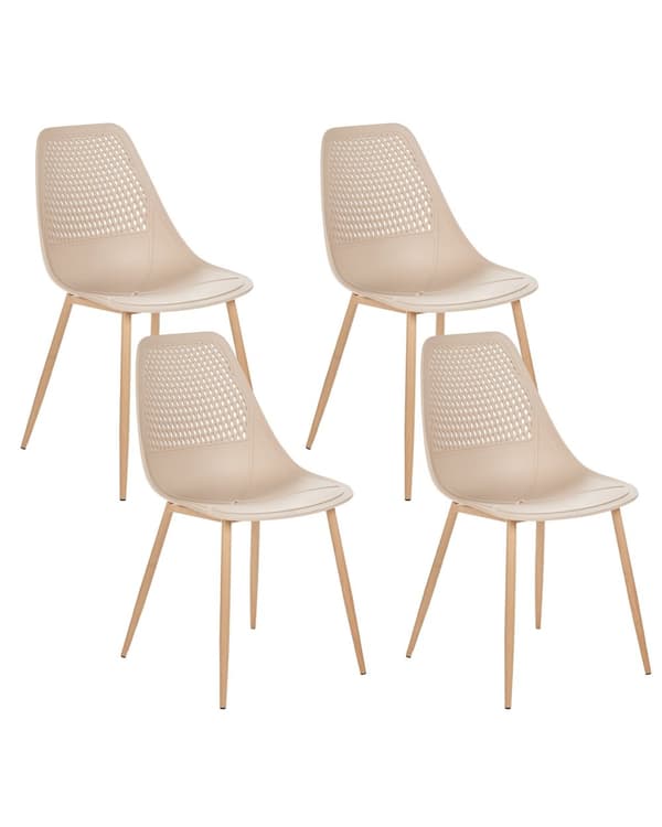 Matstolar 4-pack Beige Syntetisk Sits Metallben Moderna Enkla Minimalistiska Sittmöbler