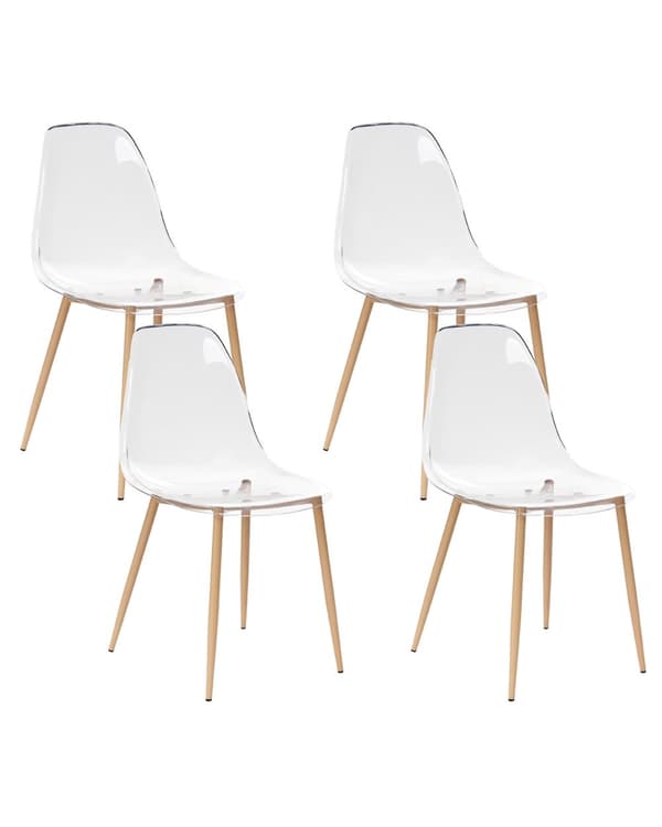 Matstol 4-pack Transparent Syntetisk Sits Metallben Moderna Enkla Minimalistiska Sittmöbler