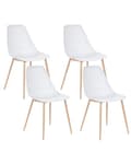 Miniatyrbild 1 av 9: Matstolar 4-pack Vit Syntetisk Sits Metallben Moderna Enkla Minimalistiska Sittmöbler