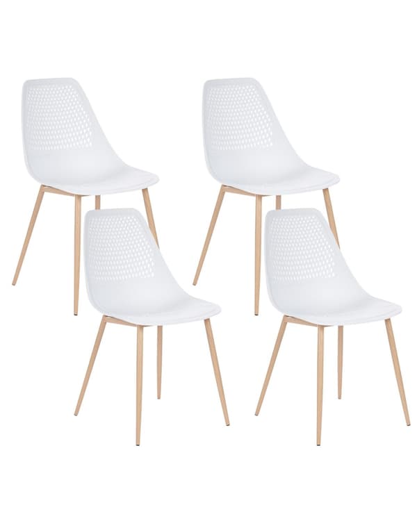 Matstolar 4-pack Vit Syntetisk Sits Metallben Moderna Enkla Minimalistiska Sittmöbler
