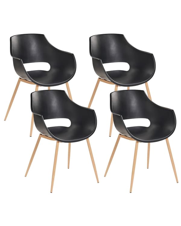 Matstolar 4-pack Svart Syntetisk Sits Metallben Moderna Enkla Minimalistiska Sittmöbler