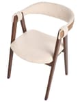Miniatyrbild 8 av 11: Matstolar 2-pack Mörkt Trä och Beige Polyester Boucle Tyg Gummiträ Ben Retro Traditionell Stil