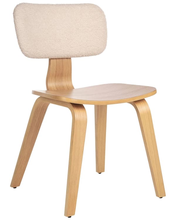 Matstolar 2-pack Ljust Trä och Beige Polyester Boucle Tyg Böjträben Retro Traditionell Stil