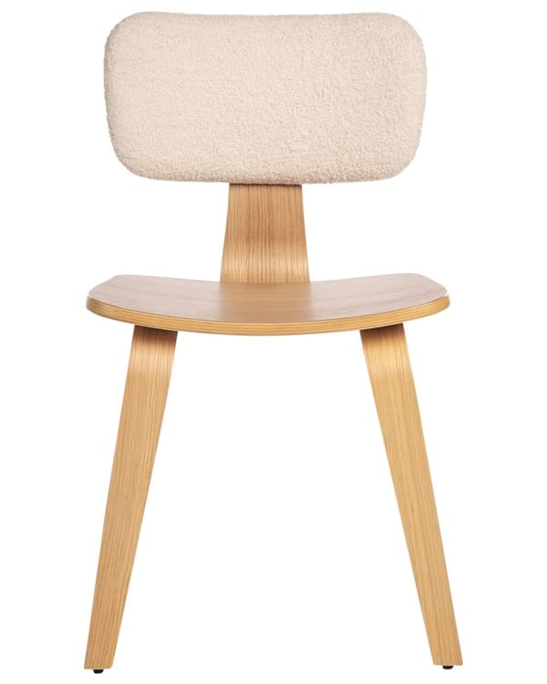 Matstolar 2-pack Ljust Trä och Beige Polyester Boucle Tyg Böjträben Retro Traditionell Stil