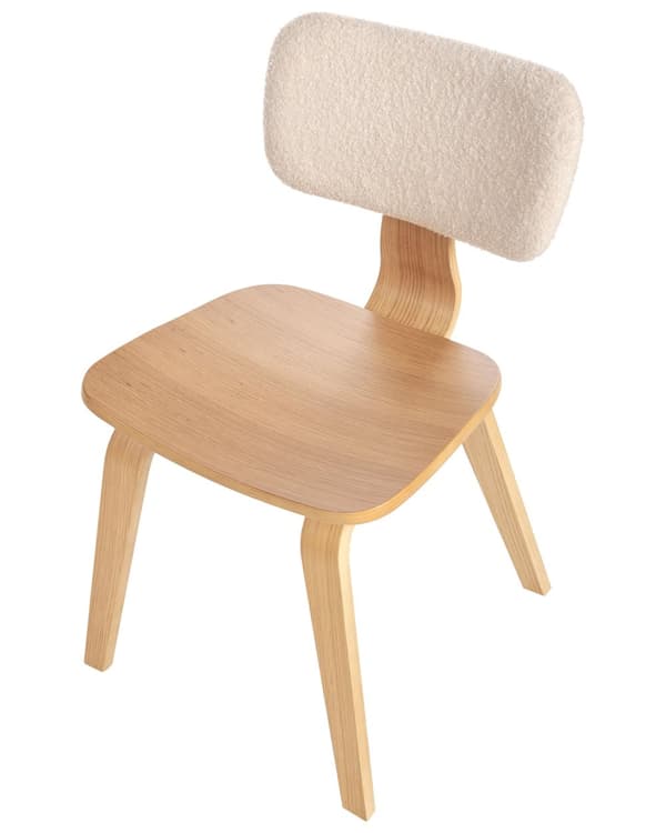 Matstolar 2-pack Ljust Trä och Beige Polyester Boucle Tyg Böjträben Retro Traditionell Stil
