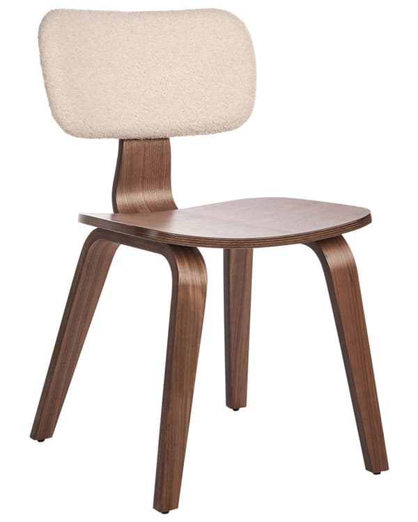 Matstolar 2-pack Mörkt Trä och Beige Polyester Boucle Tyg Böjträben Retro Traditionell Stil