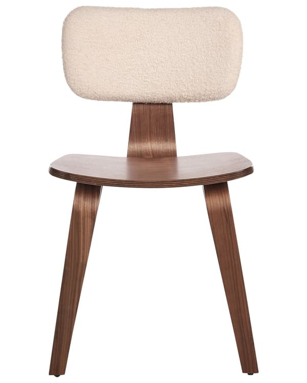 Matstolar 2-pack Mörkt Trä och Beige Polyester Boucle Tyg Böjträben Retro Traditionell Stil