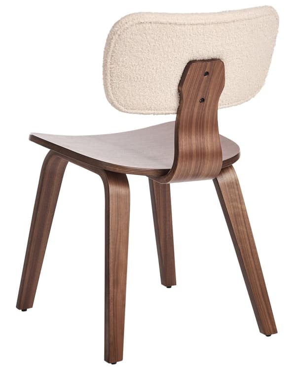 Matstolar 2-pack Mörkt Trä och Beige Polyester Boucle Tyg Böjträben Retro Traditionell Stil