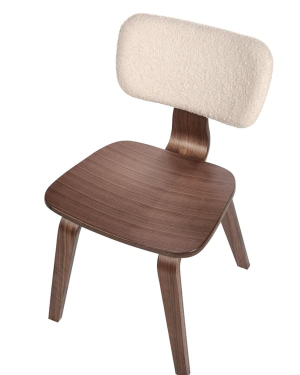 Matstolar 2-pack Mörkt Trä och Beige Polyester Boucle Tyg Böjträben Retro Traditionell Stil