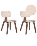 Miniatyrbild 1 av 11: Matstolar 2-pack Mörkt Trä och Beige Polyester Boucle Tyg Böjträben Retro Traditionell Stil