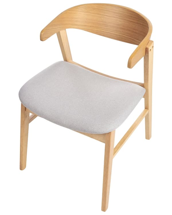 Sæt med 2 spisestuestole Lyst Træ Grå Polyester Polstring Gummi Træ Ben Retro Traditionel Stil