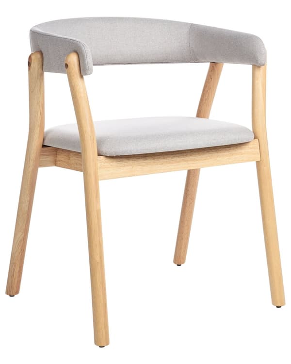 Sæt med 2 spisestuestole Lyst træ Beige Polyester polstring Gummi træ ben retro traditionel stil