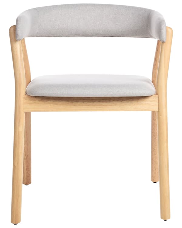 Sæt med 2 spisestuestole Lyst træ Beige Polyester polstring Gummi træ ben retro traditionel stil