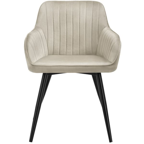 Stol Marilyn, velour, quiltet - creme/sort,Sæt med 2 stk.