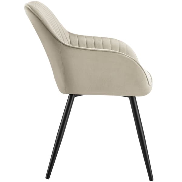 Stol Marilyn, velour, quiltet - creme/sort,Sæt med 2 stk.