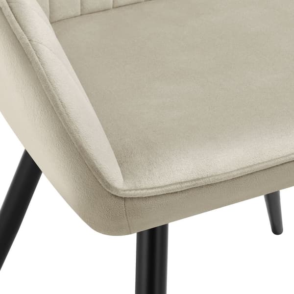 Stol Marilyn, velour, quiltet - creme/sort,Sæt med 2 stk.
