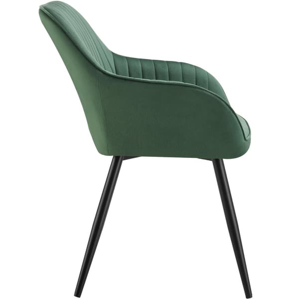 Stol Marilyn, velour, quiltet - mørkegrøn/sort,Sæt med 2 stk.