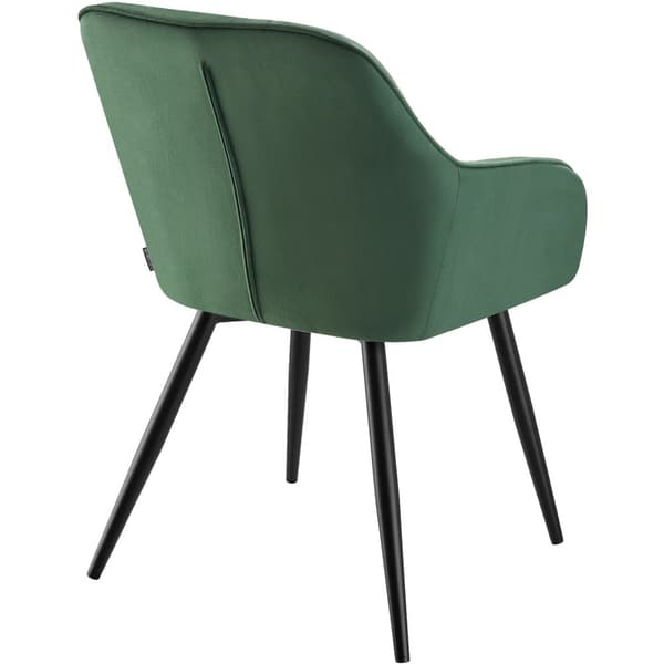 Stol Marilyn, velour, quiltet - mørkegrøn/sort,Sæt med 2 stk.