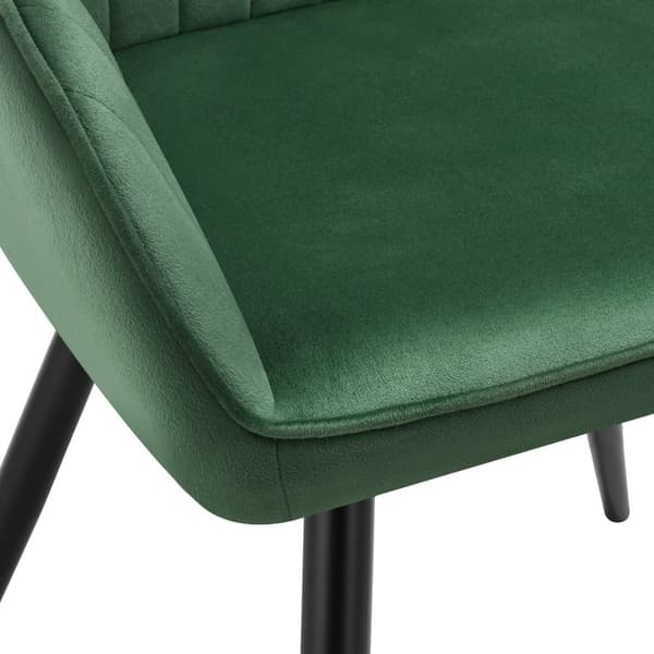 Stol Marilyn, velour, quiltet - mørkegrøn/sort,Sæt med 2 stk.