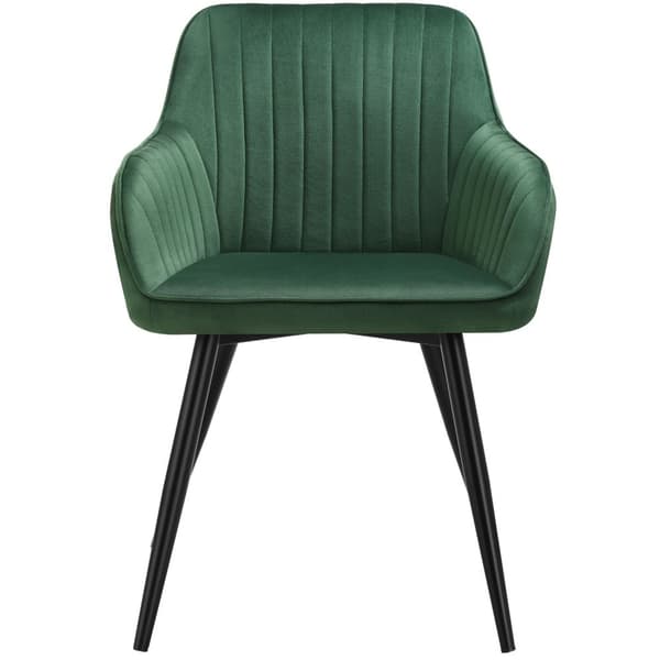 Stol Marilyn, velour, quiltet - mørkegrøn/sort,Sæt med 4 stk.