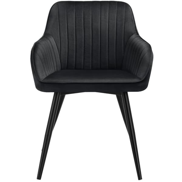 Stol Marilyn, velour, quiltet - sort/sort,Sæt med 4 stk.