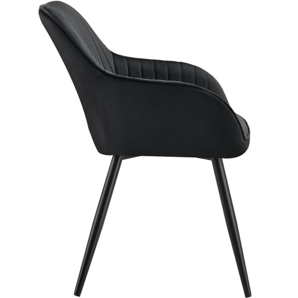 Stol Marilyn, velour, quiltet - sort/sort,Sæt med 4 stk.