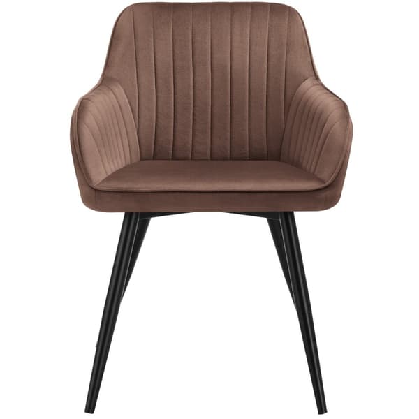 Stol Marilyn, velour, quiltet - brun/sort,Sæt med 4 stk.