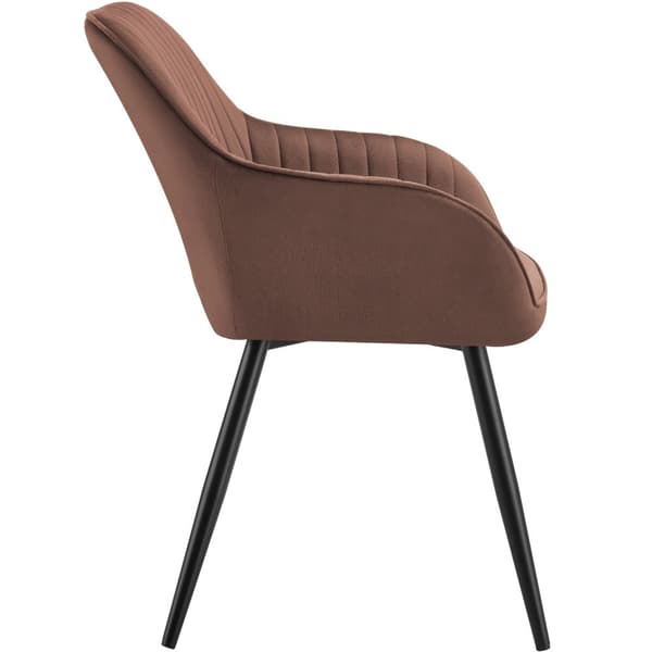 Stol Marilyn, velour, quiltet - brun/sort,Sæt med 4 stk.