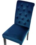 Miniatyrbillede 7 af 9: Spisebordsstol Blå Velour Sæt af 2 Polstrede Spisestole uden Armlæn til Spisestue Køkken Stofstole Knap Tuftet Indretning Retro