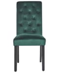 Miniatyrbillede 4 af 9: Spisebordsstol Grøn Velour Sæt af 2 Polstrede Spisestole uden Armlæn til Spisestue Køkken Stofstole Knap Tuftet Indretning Retro