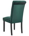 Miniatyrbillede 5 af 9: Spisebordsstol Grøn Velour Sæt af 2 Polstrede Spisestole uden Armlæn til Spisestue Køkken Stofstole Knap Tuftet Indretning Retro