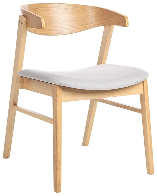 Sett med 2 Spisestoler Lyst Tre og Grått Polyesterstoff Ben i Gummitre Retro Tradisjonell Stil
