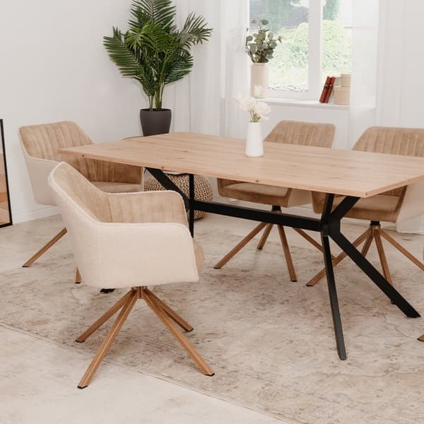 Lot de 2 Chaises Beiges en Tissu Bouclette L60 cm - Ray