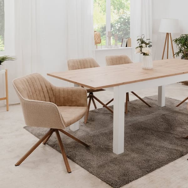 Lot de 2 Chaises Beiges en Tissu Bouclette L60 cm - Ray