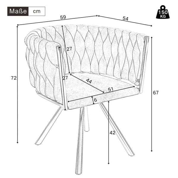 Sæt med 6 fløjl drejestole med armlæn - gyldne metalben - beige