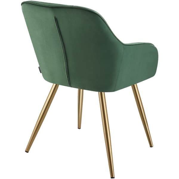 Stol Marilyn, velour, quiltet - mørkegrøn/guld,Sæt med 2 stk.