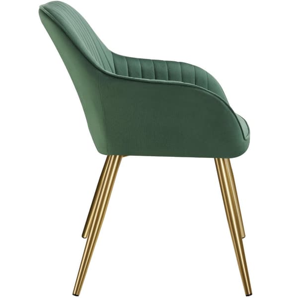 Stol Marilyn, velour, quiltet - mørkegrøn/guld,Sæt med 2 stk.