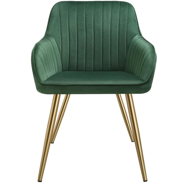 Stol Marilyn, velour, quiltet - mørkegrøn/guld,Sæt med 2 stk.