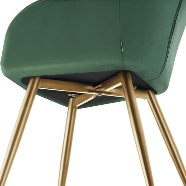 Stol Marilyn, velour, quiltet - mørkegrøn/guld,Sæt med 2 stk.